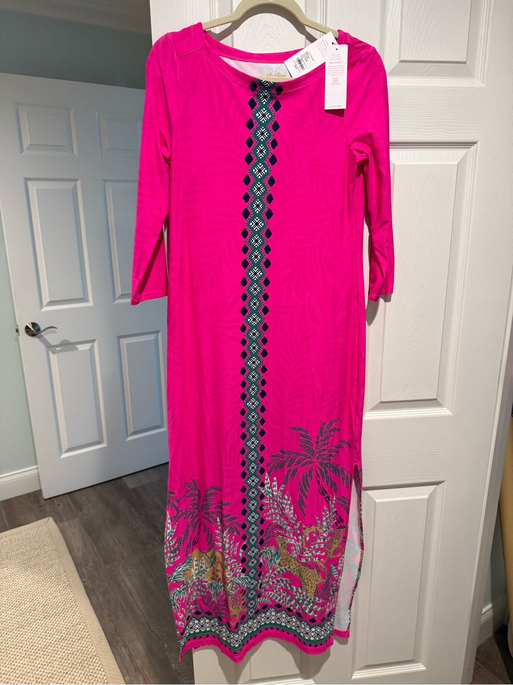 Lilly Pulitzer Hot Pink Tropical Print Maxi Dress